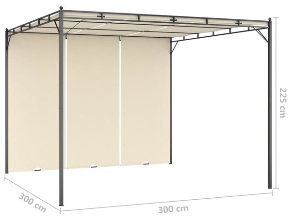 Κιόσκι Κήπου Κρεμ 3 x 3 x 2,25 μ. με Πλαϊνή Κουρτίνα - Κρεμ