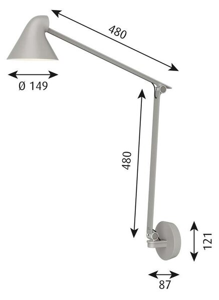 Louis Poulsen - NJP Box LED Φωτιστικό τοίχου 2700K HW Long Light Alu/Γκρι Louis Poulsen