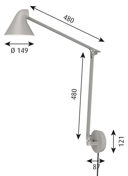 Louis Poulsen - NJP Box LED Φωτιστικό τοίχου 2700K Long Light Alu/Γκρι Louis Poulsen