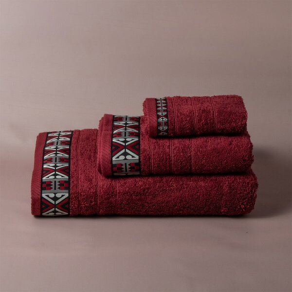 Πετσέτα Προσώπου (50x90) White Fabric Perrin Bordeaux White 500gsm