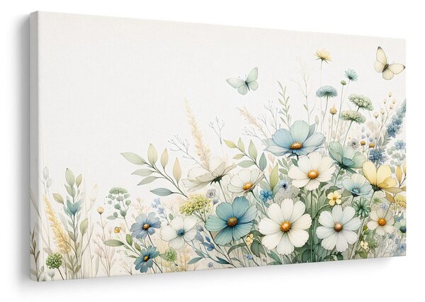 Πίνακας σε καμβά λουλούδια και καλοκαιρινές πεταλούδες