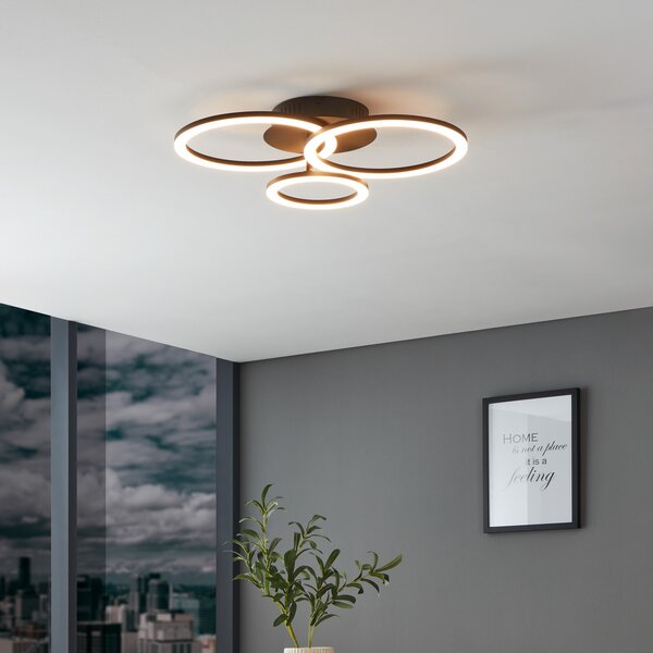 EGLO connect Φωτιστικό οροφής Parrapos-Z LED, 3-φωτιστικό, ρυθμιζόμενος, Μαύρο, Σαλόνι / τραπεζαρία, Μέταλλο, σύγχρονο