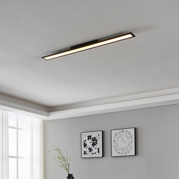 EGLO connect Salobrena-Z LED φωτιστικό οροφής, 120x10cm, μαύρο, ρυθμιζόμενος, Μαύρο, Σαλόνι / τραπεζαρία, Μέταλλο, σύγχρονο