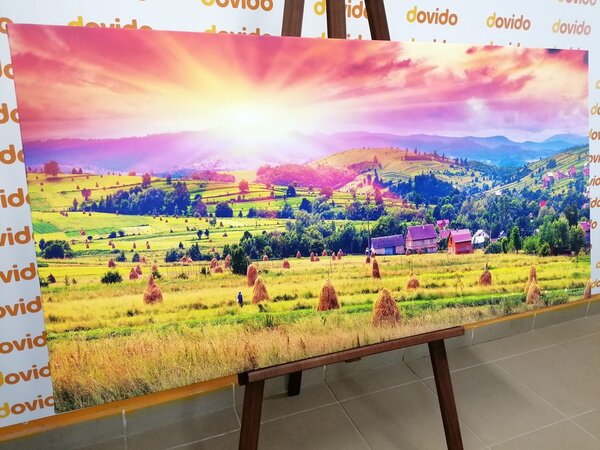 Πίνακας σε καμβά σωροί από άχυρο στα Καρπάθια Όρη