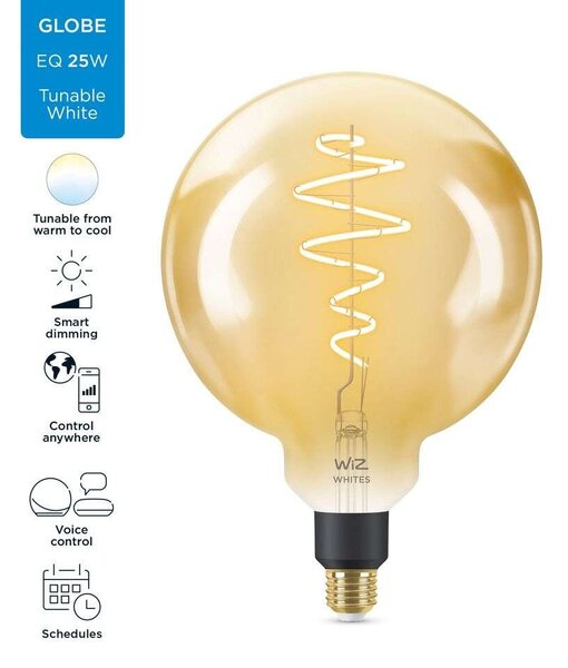 WiZ - Λαμπτήρας Smart TW Amb. 6W 390lm 2000-5000K Globe Giant Χρυσό E27 WiZ