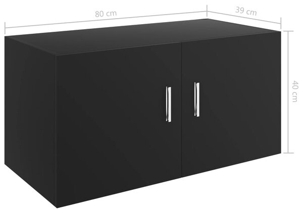 Ντουλάπι Επιτοίχιο Μαύρο 80 x 39 x 40 εκ. από Επεξ. Ξύλο - Μαύρο