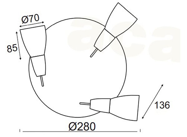Σποτ Τρίφωτο Aca Kamet MC542NM3R Nickel
