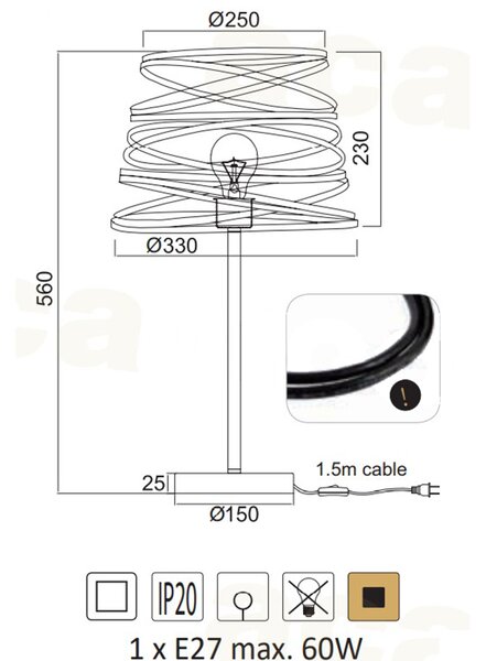 Πορτατίφ Aca Jazz KS1538TB Black Matt