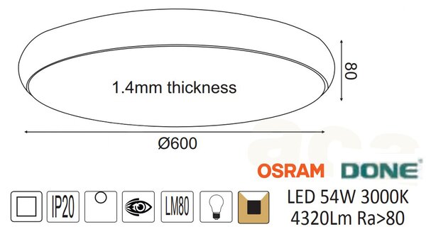 Φωτιστικό Πλαφονιέρα LED Aca Kallista V27LEDC60WH White