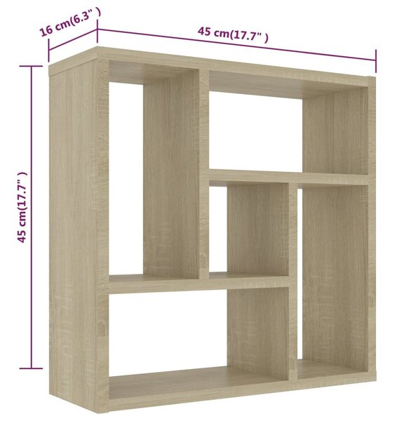 Ραφιέρα Τοίχου Sonoma Δρυς 45,1 x 16 x 45,1 εκ. από Επεξ. Ξύλο - Καφέ