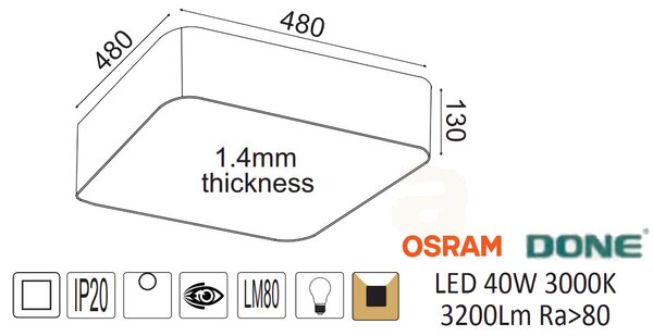 Φωτιστικό Πλαφονιέρα LED Aca Emery V28LEDC48WH White