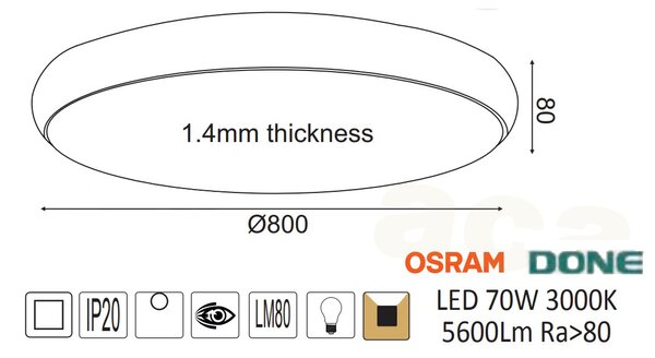 Φωτιστικό Πλαφονιέρα LED Aca Kallista V27LEDC80WH White