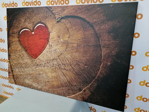 Πίνακας σε καμβά καρδιά σε κορμό δέντρου