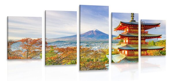 Πεντάπτυχος πίνακας θέα στην Chureito Pagoda και το όρος Fuji
