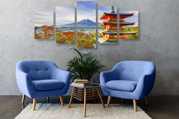 Πεντάπτυχος πίνακας θέα στην Chureito Pagoda και το όρος Fuji