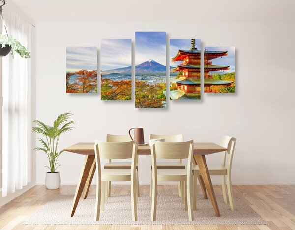 Πεντάπτυχος πίνακας θέα στην Chureito Pagoda και το όρος Fuji