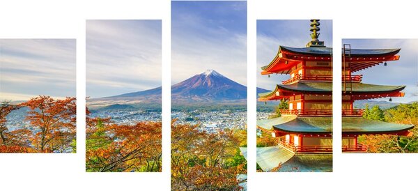 Πεντάπτυχος πίνακας θέα στην Chureito Pagoda και το όρος Fuji