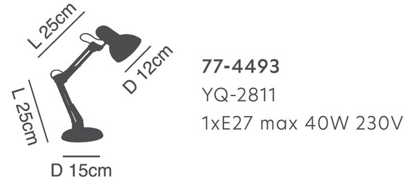 Πορτατίφ Homelighting Clark 77-4493 Black