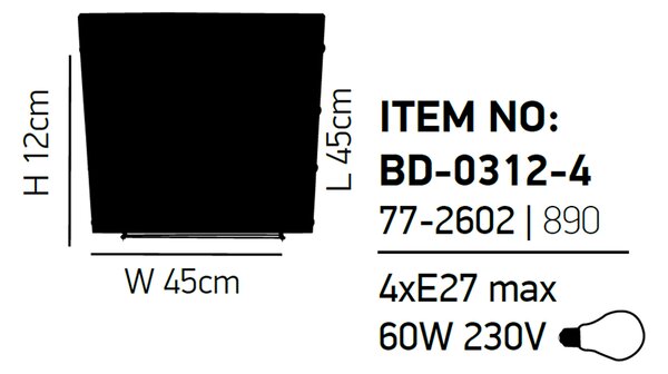 Φωτιστικό Πλαφονιέρα Homelighting Toro 77-2602 Black