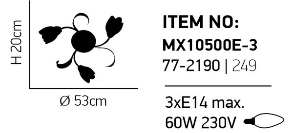 Φωτιστικό Οροφής Τρίφωτο Homelighting Caren 77-2190 White