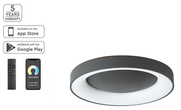 Φωτιστικό Πλαφονιέρα LED Dimmable Smart WiFi Homelighting Amaya 77-8154 Black