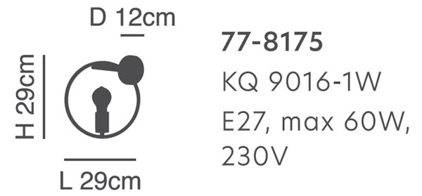 Απλίκα Τοίχου Homelighting Hoop 77-8175 Black/Brass