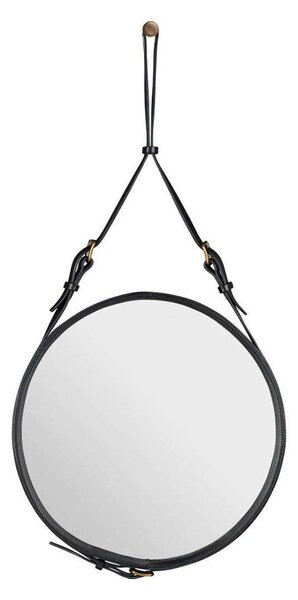 GUBI - Adnet Wall Mirror Circular Ø45 Black Leather GUBI