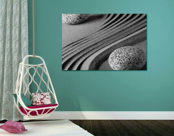 Πίνακας σε καμβά πέτρες Γιν και Γιανγκ σε ασπρόμαυρη εκδοχή