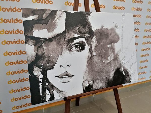 Πίνακας σε καμβά ασπρόμαυρο πορτρέτο γυναίκας