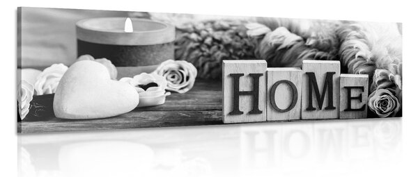 Πίνακας σε καμβά νεκρή φύση με επιγραφή Home σε ασπρόμαυρη εκδοχή