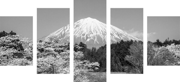Πεντάπτυχος πίνακας όρος Fuji σε ασπρόμαυρη εκδοχή