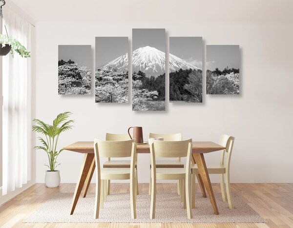 Πεντάπτυχος πίνακας όρος Fuji σε ασπρόμαυρη εκδοχή