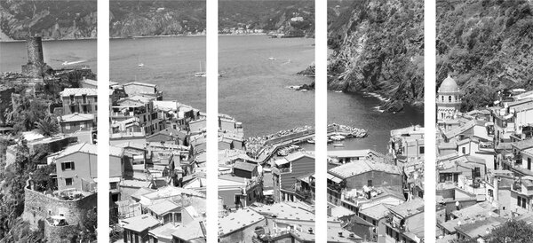 Πεντάπτυχος πίνακας ασπρόμαυρη ακτή της Ιταλίας