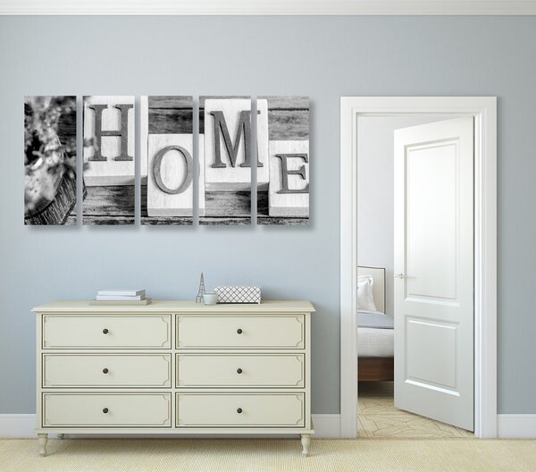 Πεντάπτυχος πίνακας γράμματα Home σε ασπρόμαυρο σχέδιο
