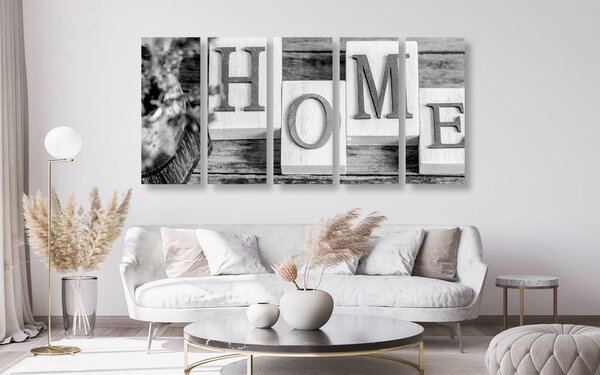 Πεντάπτυχος πίνακας γράμματα Home σε ασπρόμαυρο σχέδιο