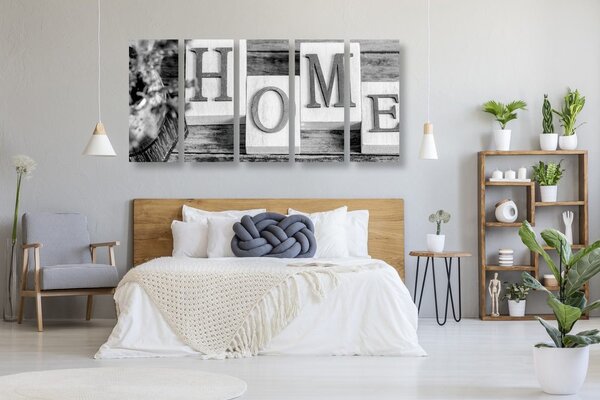 Πεντάπτυχος πίνακας γράμματα Home σε ασπρόμαυρο σχέδιο