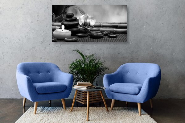 Πίνακας σε καμβά νεκρή φύση Feng Shui σε ασπρόμαυρο