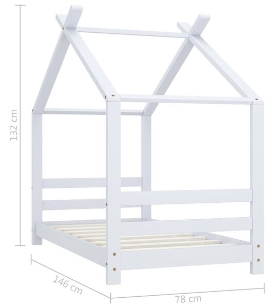Πλαίσιο Κρεβατιού Παιδικό Λευκό 70 x 140 εκ. Μασίφ Ξύλο Πεύκου - Λευκό
