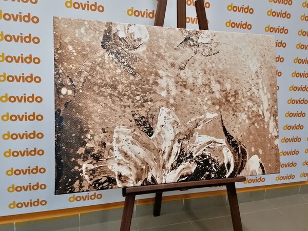 Πίνακας σε καμβά μοντέρνες ζωγραφισμένες παιώνιες σε σέπια απόδοση