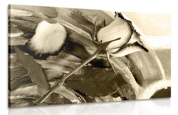 Πίνακας σε καμβά τριαντάφυλλα σε σέπια απόδοση