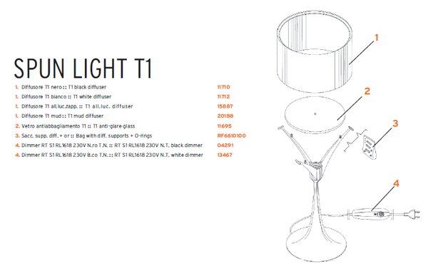 Flos - Anti Glare Γυαλί για Spun Επιτραπέζιο φωτιστικό T1 Flos