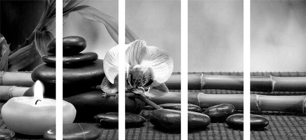 Πεντάπτυχος πίνακας νεκρή φύση Feng Shui σε ασπρόμαυρο