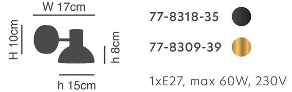 Απλίκα Τοίχου Homelighting 77-8318 Black