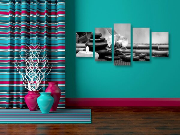 Πεντάπτυχος πίνακας νεκρή φύση Feng Shui σε ασπρόμαυρο