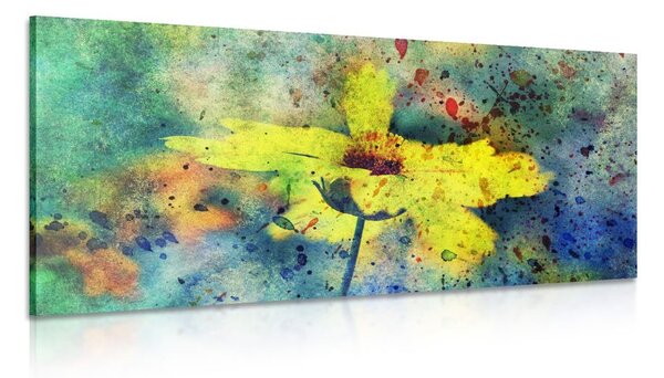 Πίνακας σε καμβά κίτρινο άνθος με vintage αίσθηση