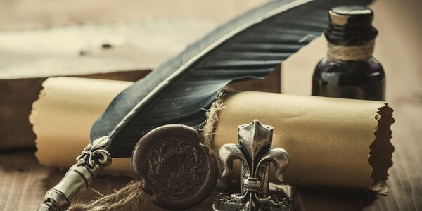 Πίνακας σε καμβά ιστορικό στυλό και περγαμηνή