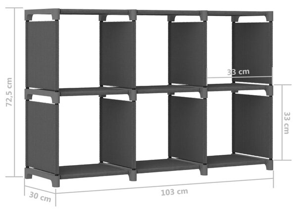 Ραφιέρα με 6 Κύβους Γκρι 103 x 30 x 72,5 εκ. Υφασμάτινη - Γκρι