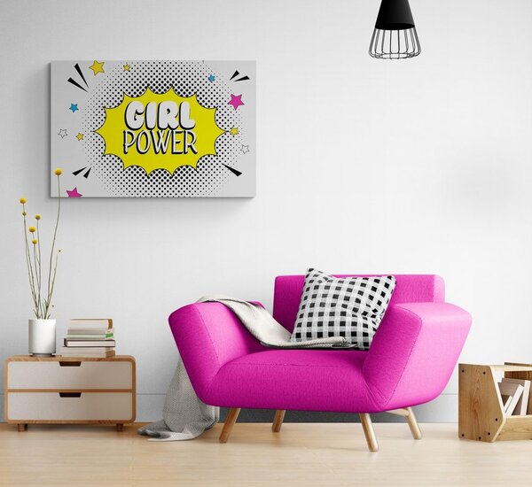 Πίνακας σε καμβά με ποπ αρτ επιγραφή - GIRL POWER
