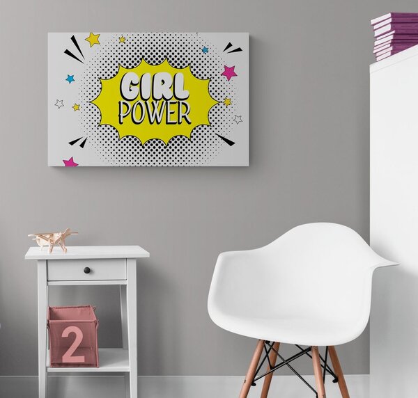 Πίνακας σε καμβά με ποπ αρτ επιγραφή - GIRL POWER