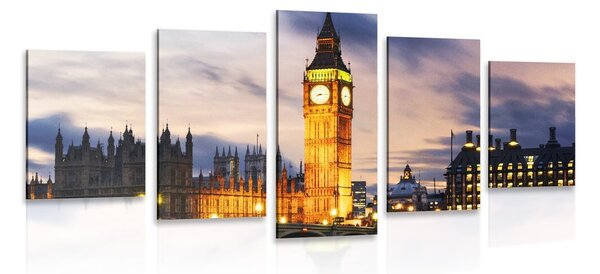 Πεντάπτυχος πίνακας νυχτερινός Big Ben στο Λονδίνο
